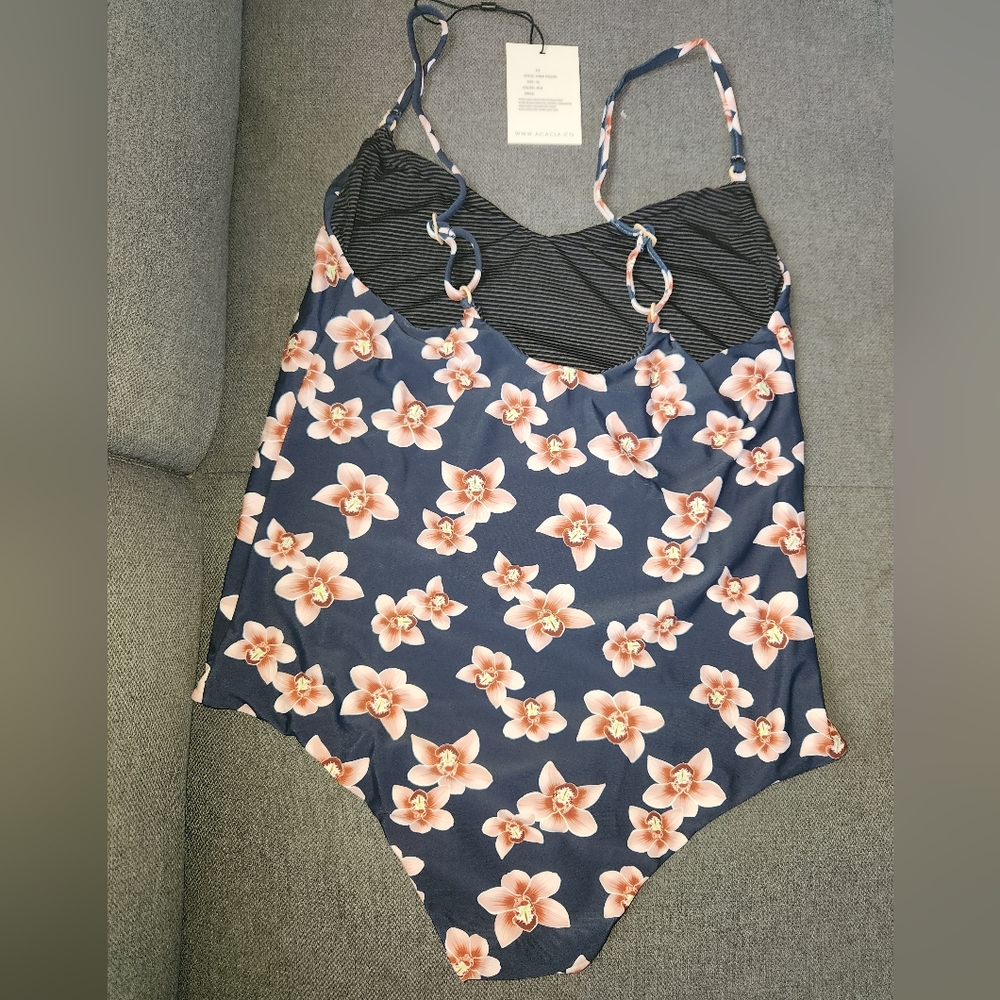 New acacia swimwear hina isle XL orchid fullpiece swim suit navy pink hawaiian - Picture 12 of 14